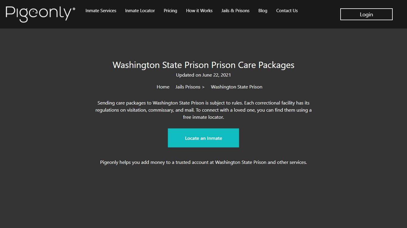 Washington State Prison Care Package | Georgia - Pigeonly