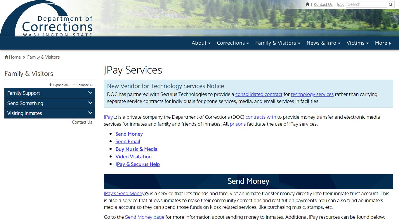 JPay Services | Washington State Department of Corrections